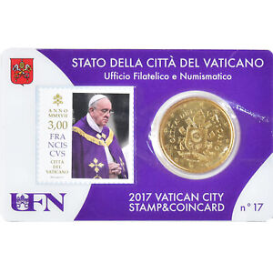 [#1022611] Vaticaan, 50 Euro Cent, 2017, Stamp and coin card, FDC, n.v.t.