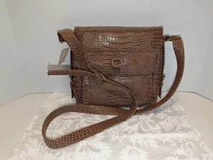 Coldwater Creek Brown Sophie Croco Organizer Crossbody Handbag NEW - Picture 1 of 10