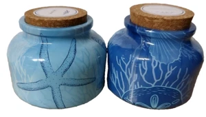 2-Miniature Ocean Theme 3oz Glass Candle Cork Top Blue "Sail Away;Malibu Lagoon" - Picture 1 of 3