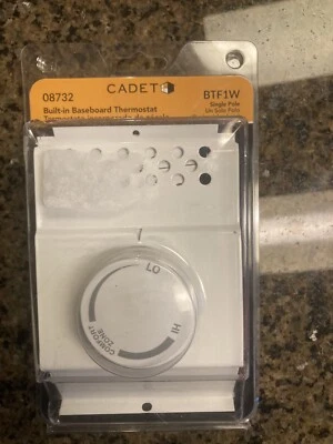 Cadet Electric Baseboard Thermostat Heater Control BTF1W White Single Pole 08732 - Image 1 of 2