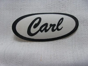 CARL GEBRAUCHT ALLE SIEBSCHIRM NÄHEN AUF NAMEN AUFNÄHER ETIKETTEN OVAL SCHWARZ AUF WEISS - Bild 1 von 2