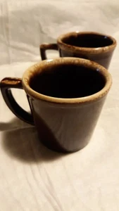 McCoy pottery coffee cup pair brown drip glaze - Picture 1 of 2