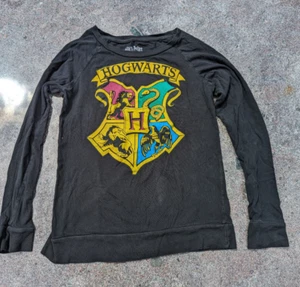 Camiseta para mujer Harry Potter Hogwarts negra de algodón manga larga talla XS - Imagen 1 de 8