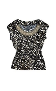 Vintage Y2K 90s Animal Print Beaded Top - Picture 1 of 9