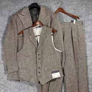 Tuta vintage anni 80 90 Polo Ralph Lauren Donegal tweed 3 pezzi lana nuova con etichette! Difetti - Foto 1 di 24