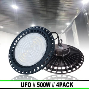 4-Pack High Bay Lights 500W UFO led Factory Warehouse Commercial Light Fixtures - Picture 1 of 12