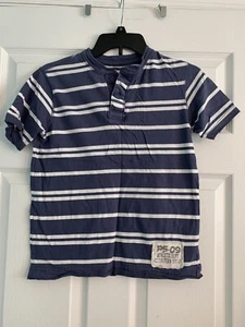 Aeropostale Jungen blau gestreiftes Kurzarm Henley Shirt Größe 10 - Bild 1 von 1