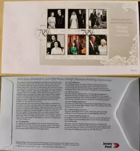 Jersey Stamps "Queen Elizabeth II - Platinum Wedding" 6v Souvenir Sheet 2017 - Picture 1 of 3