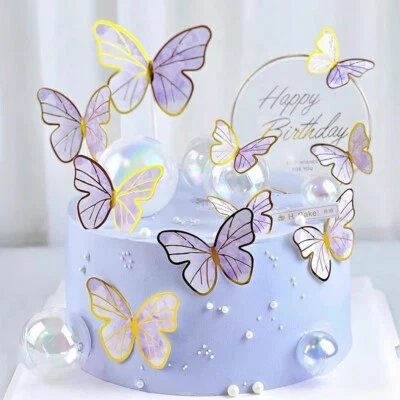 10 Pcs Butterfly Pick Cake Toppers Birthday Party Decorations Cake Decoration UK