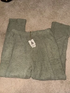 Easel Women's Terry Knit Soft fuzzy High-Rise Lounge Pants Green Large NWT - Picture 1 of 6