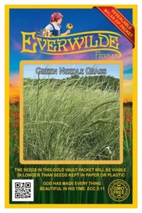 500 Green Needle Grass Native Grass Seeds - Everwilde Farms Mylar Seed Packet - Picture 1 of 3