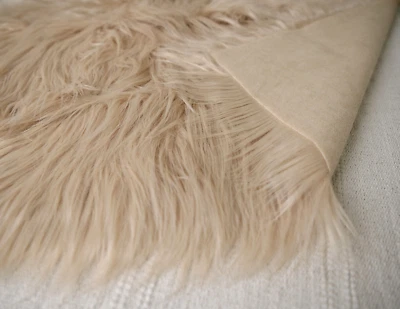 Beige Faux Fur Fabric, Honey Faux Fur, Long Pile Fur, 50x75 cm, New, craft, 2nd - Image 1 of 4