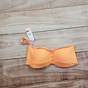 NEW Swim Systems Bikini Top Womens Small Orange Bandeau Strapless Swim Suit - Picture 1 of 7