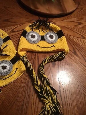 Inspirado en Minion, Sombrero/Gorro Minion Crochet a Mano, Talla Pequeña Adulto Foto 1 de 3