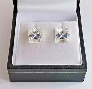 Pendientes cuadrados de plata esterlina 925 PRINCESA TRANSPARENTE 8x8mm - Imagen 1 de 12