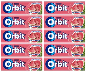 10 paquetes de chicles WRIGLEY'S ORBIT SANDÍA sabor sin azúcar 14 g 0,49 oz - Imagen 1 de 6