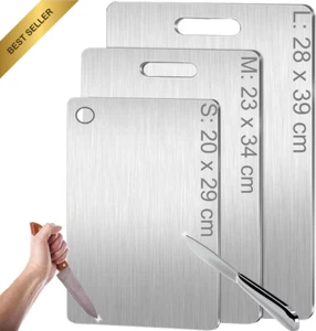 3 Pack Titanium Cutting Board Set, 100% Pure Titanium for Kitchen, Meat, Veggies - Picture 1 of 12