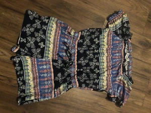 girls size 6 one piece Romper free style brand Shorts Short Sleeve Floral - Picture 1 of 4