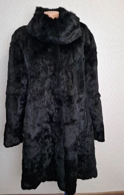 Vintage Real Rabbit Fur Black Fur Coat Flare Womens Coats Jacket Size XL - Image 1 of 4