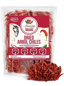 Chile De Arbol 4 oz - Peperoncino rosso intero essiccato, premium tutto naturale - Foto 1 di 4