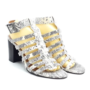 Vionic Sami White Black Leather Snake Print Block Heel Ankle Strap Sandal Sz 9.5 - Picture 1 of 10