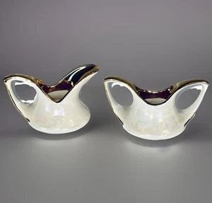 Vintage Pearl China Co Creamer & Sugar Set Opal Lusterware Hand Painted 22k Gold - Picture 1 of 10
