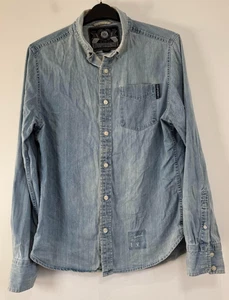 Superdry Jeanshemd Herren XL Blau Single Pocket Langarm Freizeit Button Down - Bild 1 von 10