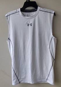 Camisa sin mangas Under Armour para hombre talla XL compresión HeatGear blanco gris - Imagen 1 de 7