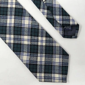 COLVEY'S MADE IN SCOTLAND WOLLKRAWATTE GRÜN BLAU CREME SCHOTTENKARO 3" x 55" Vintage - Bild 1 von 4