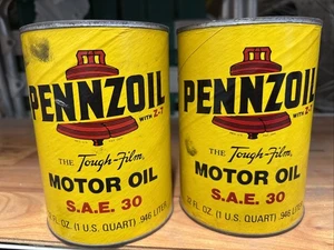 2 ungeöffnete Vintage 1 Quart Dosen Pennzoil Öl SAE-30 mit Z-7 - Bild 1 von 6