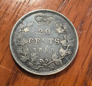 1858 Canada 20 Cent Piece. KM#4  Fine ++  - 1 Year Type Coin