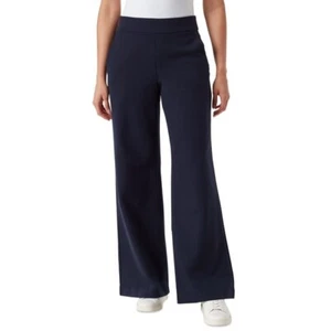 Gloria Vanderbilt Damenhose 12 marineblau Ponte Hose weites Bein neu mit Etikett - Bild 1 von 11