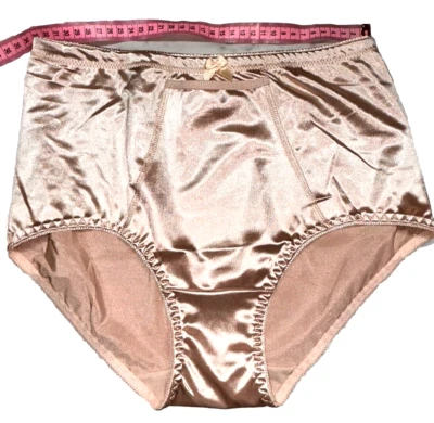 VTG SZ L Second Skin panties GLOSSY WET SATIN BIEGE - Image 1 of 4