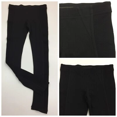 BCBGMAXAZRIA Negro Tela Acanalada Inserto Calce Ajustado Leggings Mujer Talla Pequeña Foto 1 de 4