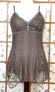 Pretty Angel Babydoll Top Womens L Floral Mesh Silk Blend Adjustable Strap Fairy - Picture 1 of 9