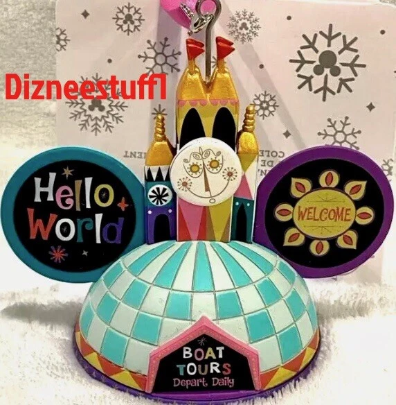 2024 Disney Parks It’s A Small World Clock Boat Tours Ear Hat Christmas Ornament - Image 1 of 1