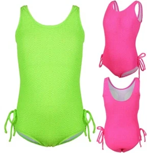 Girl Swimsuit Hawaii Jumpsuit Chest Padding Bodysuit Textured Summer Bow Knot - Picture 1 of 27