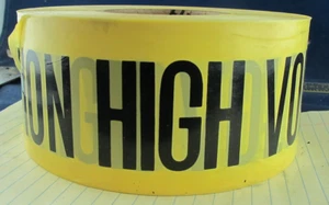 3” x 500’ CAUTION HIGH VOLTAGE Yellow Barricade Tape Polyethylene [B7] - Picture 1 of 4