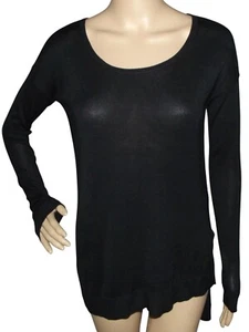 Suéter Express Mujer Talla XS Largo Negro Alto Lo Dobladillo Asimétrico Cuello Redondo Suave - Imagen 1 de 10