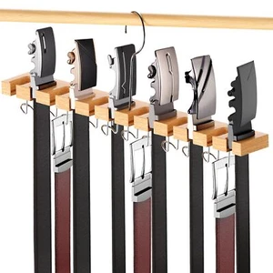 Wooden Belt Hanger Organizer Tie and Belt Display for Closet Door Wall - Picture 1 of 7