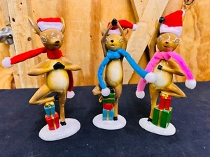 3er Set Keramik Weihnachten Rentier Elfen Figuren 9" groß Elfe Santa - Bild 1 von 14