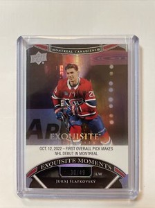 2022 UD Exquisite Hockey Juraj Slafkovsky Rookie Moments /49 ECM-JS NHL Debut
