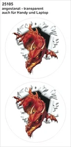 Aufkleber Einschussloch 2er-Set 60 mm Motiv Drache Sticker Tattoo Styling  Motor - Bild 1 von 1