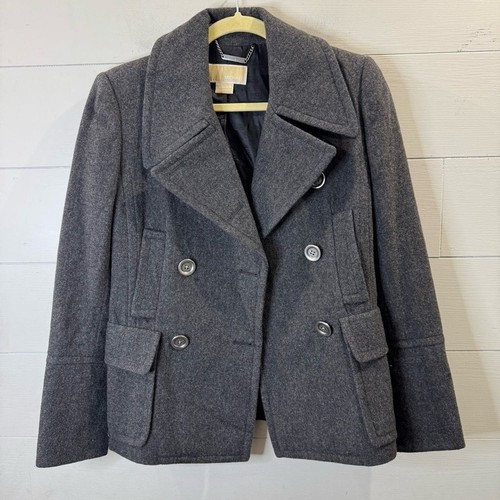 Cappotto donna doppiopetto Michael Kors grigio lana pea taglia XS