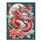 Fantasy dragon roses florales 2024 année chinoise du dragon art imprimé