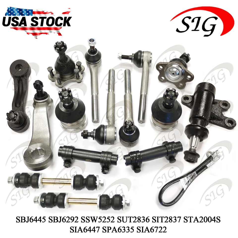 For 1993-2000 Chevrolet C2500 Upper & Lower Ball Joint Tie Rod Sway Bar 15PC Kit - Image 1 of 4