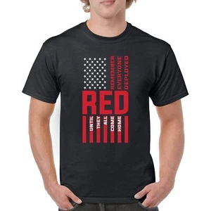 Remember Everyone Deployed T-shirt RED Friday Military US Flag USA Men's Tee - Picture 1 of 36