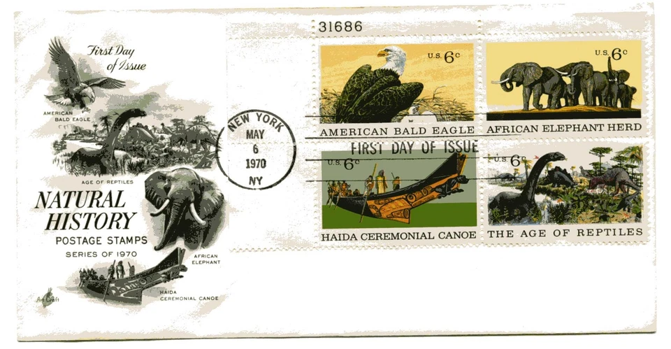 1387-90 Natural History, ArtCraft, plate block on 7 3/4 envelope , FDC - Image 1 of 1