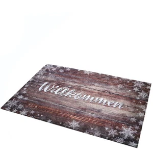 'Fußmatte Naturgummi Holzdielen-Dekor *Willkommen* Winter braun / hell 68 x 45cm - Bild 1 von 1