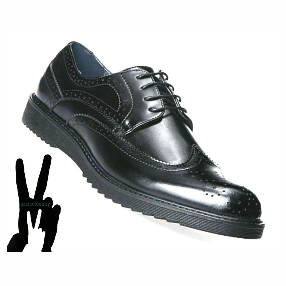 scarpe uomo classiche eleganti francesine derby stringate senza scatola  vv - Immagine 1 di 4